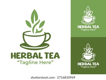 Ein einfaches, modernes Kräutertee-Logo, ideal für Bio-Lifestyle-Marken und natürliche Getränke.