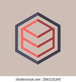 Simple modern hexagon logo and cube with shadow useable for business or company