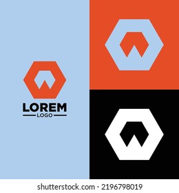 simple modern hexagon logo orange and sky blue