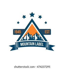 Simple modern hipster mountain badge design template