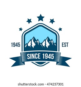 Simple modern hipster mountain badge design template