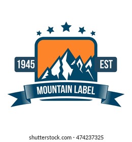 Simple modern hipster mountain badge design template