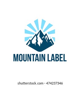 Simple modern hipster mountain badge design template