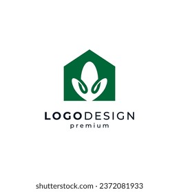 simple and modern home and leaves for eco home, botanical or agriculture logo design	