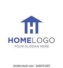 Simple modern home and negative space of letter H logo design vector