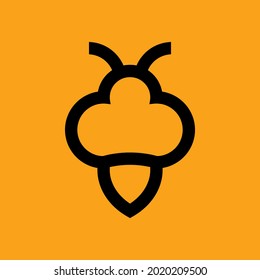 Logotipo sencillo y moderno de abeja, perfecto para las marcas de bebidas de miel.