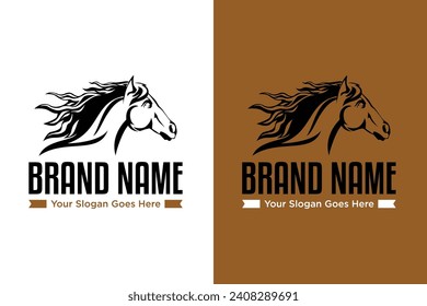 simple modern Horse head mane illustration vector logo design