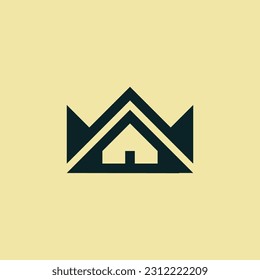 simple and modern house crown construction logo