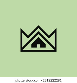 simple and modern house crown construction logo
