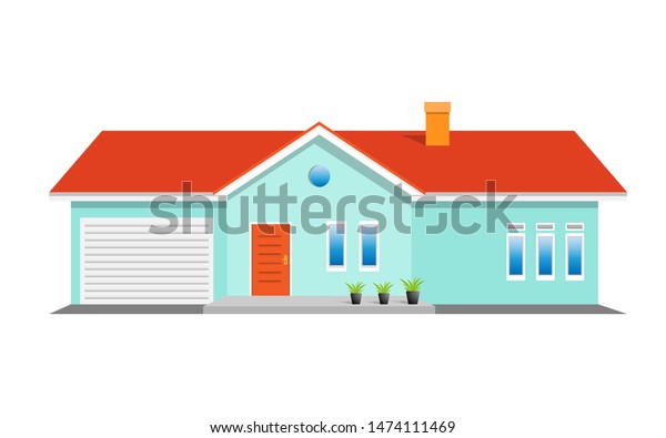 Simple Modern House Exterior Front View Stock Vector Royalty Free