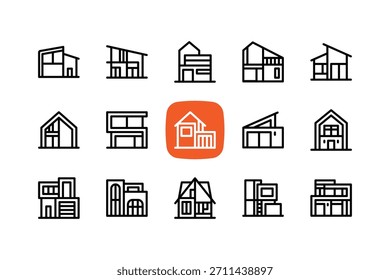 Simple modern house icon set