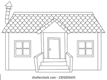 Simple Modern House Outline Illustration Stock Vector (Royalty Free ...
