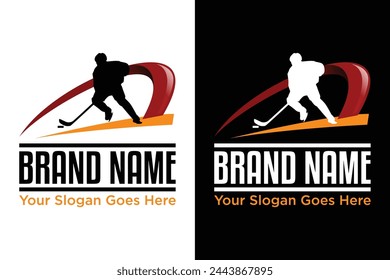 simple modern ice hockey player sport illustration vector logo design