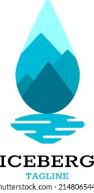 Simple Modern iceberg water drop Logo Design Vector inspiration. water drop and iceberg combination logo concept