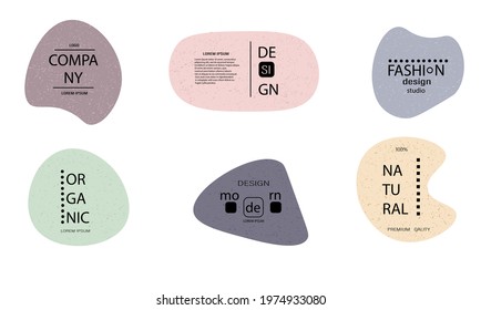 Simple, modern, icon design for brands, logos. Pastel shades. Collection of vector labels, stickers.Minimalistic style elements. Vector illustration
