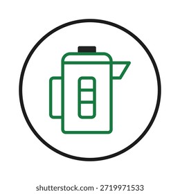 Un icono simple y moderno de una tetera eléctrica, representado en contornos verdes, transmite eficiencia y estilo. Ideal para ilustrar electrodomésticos de cocina, preparación de bebidas calientes o vida sostenible