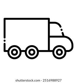 A simple and modern icon representing a delivery truck, symbolizing transportation, logistics, and delivery services.