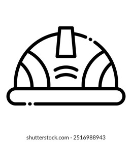 A simple and modern icon representing a hard hat, symbolizing safety, construction, and industry.