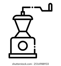 Un icono simple y moderno que representa un molinillo de café manual, que simboliza el café, la elaboración de cerveza y los electrodomésticos de cocina.