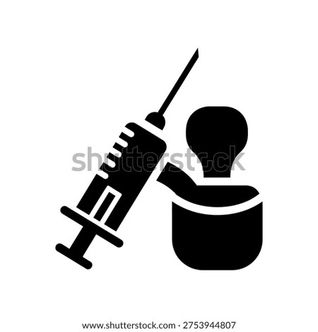 A simple, modern icon of a syringe and vial in black silhouette, perfect for medical and healthcare themes.