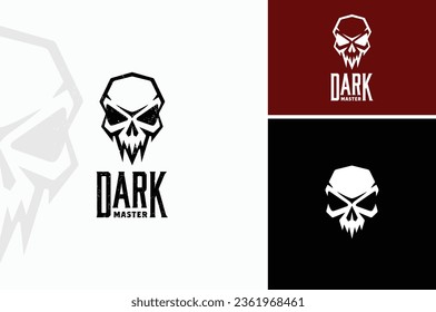 Silueta de cabeza de cráneo icónica moderna y sencilla para el diseño de logotipo de juegos de terror de Halloween o aplicaciones de iconos de deportación