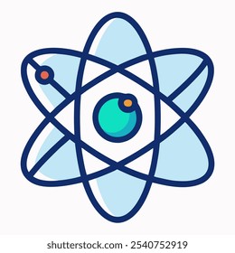 A simple and modern illustration of an atom, perfect for use in educational materials, scientific presentations, or design projects.