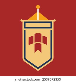 A simple and modern illustration of a banner with a stylized design. This graphic is perfect for projects related to heraldry, branding, or anything that requires a touch of elegance and formality.