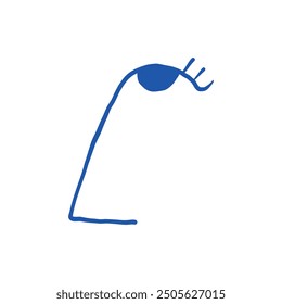 Una ilustración simple y moderna de un ojo azul dibujado con líneas mínimas sobre un fondo blanco, transmitiendo elegancia y estilo