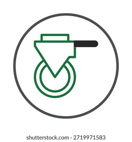 Una ilustración simple y moderna de una rueda giratoria, representada con líneas verdes y negras sobre un fondo liso. La Imagen captura la esencia del movimiento, la Asistencia y las aplicaciones industriales