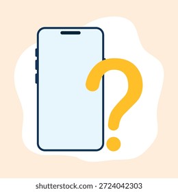 Uma ilustração simples e moderna centrada em um ponto de interrogação proeminente combinado com um receptor de telefone. O tema principal é a incerteza, a investigação e a busca de respostas. A imagem simboliza perguntas, solicitações de informações e a necessidade de esclarecimento ou suporte, tornando-a adequada para conceitos relacionados a perguntas frequentes, serviços de ajuda, consultas de clientes e comunicação de solução de problemas.