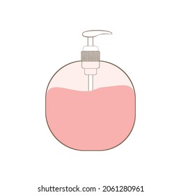 Simple modern illustration of hand liquid soap gel in a plastic bottle.