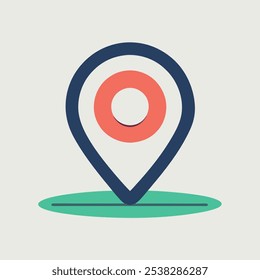 Ilustração simples e moderna de um pin de localização, perfeito para aplicativos móveis, sites ou qualquer projeto que precise de um ícone de localização claro e fácil de entender. O pino é básico.