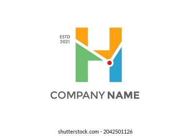 Simple and Modern illustration logo design initial H Maps.