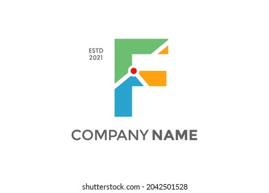 Simple and Modern illustration logo design initial F Maps.