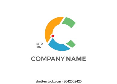 Simple and Modern illustration logo design initial C Maps.