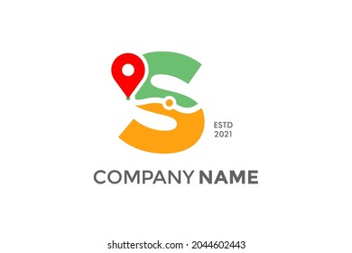 Simple and Modern illustration logo design initial S Pin Location.