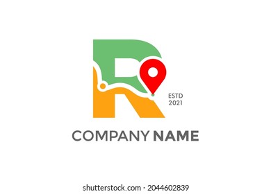 Simple and Modern illustration logo design initial R Pin Location.