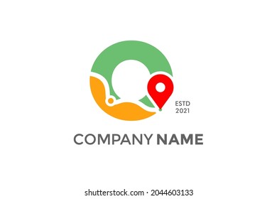 Simple and Modern illustration logo design initial O Pin Location.