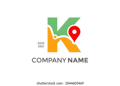 Simple and Modern illustration logo design initial K Pin Location.