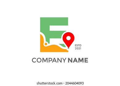 Simple and Modern illustration logo design initial E Pin Location.