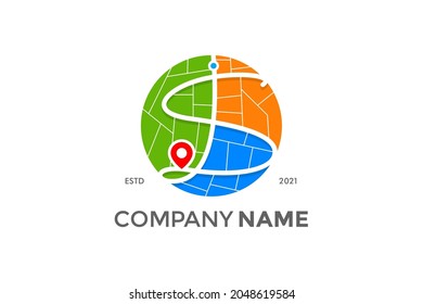 Simple and Modern illustration logo design initial S Travel Route.