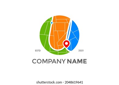 Simple and Modern illustration logo design initial U Travel Route.