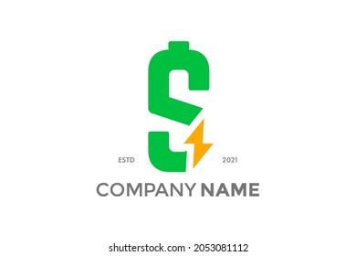Simple and Modern illustration logo design initial S shaped like a battery charge.