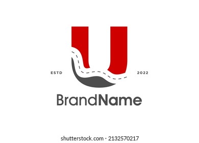 Simple and Modern Illustration logo design initial U Pathway in two color.