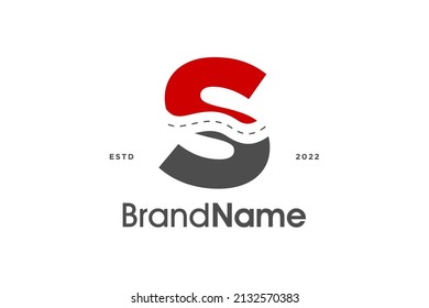 Diseño inicial del logotipo de la Ilustración simple y moderna S Pathway en dos colores.