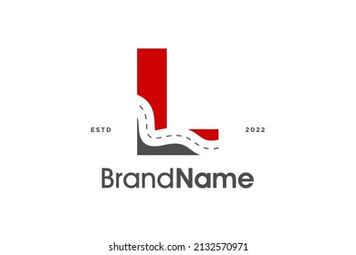 Einfache und moderne Illustration Logo Design erste L Pathway in zwei Farben.