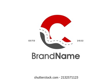 Simple and Modern Illustration logo design initial C Pathway in two color.