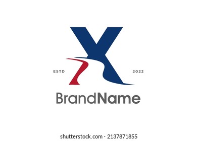 Simple and Modern Illustration logo design initial X Pathway in two color.