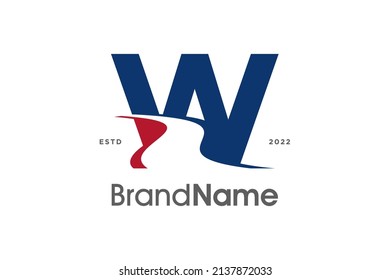 Simple and Modern Illustration logo design initial W Pathway in two color.