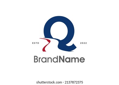 Simple and Modern Illustration logo design initial Q Pathway in two color.